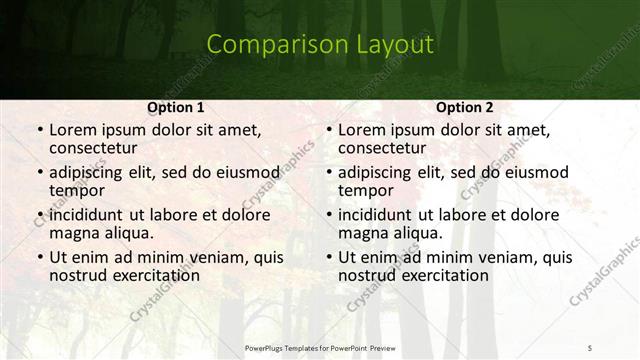 Comparison presentation slide layout