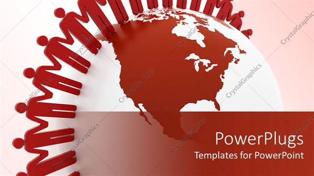  Presentation with red globe - Lots of red human figures standing on an earth globe