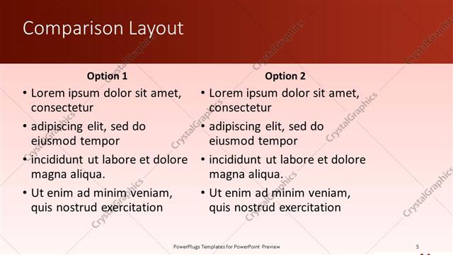 Comparison presentation slide layout