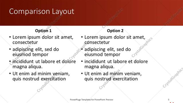 Comparison presentation slide layout