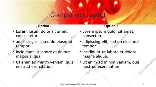 Comparison presentation slide layout
