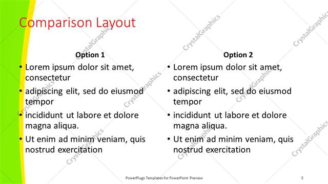 Comparison presentation slide layout