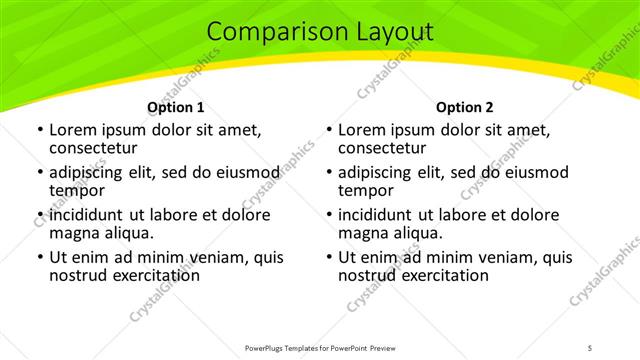Comparison presentation slide layout