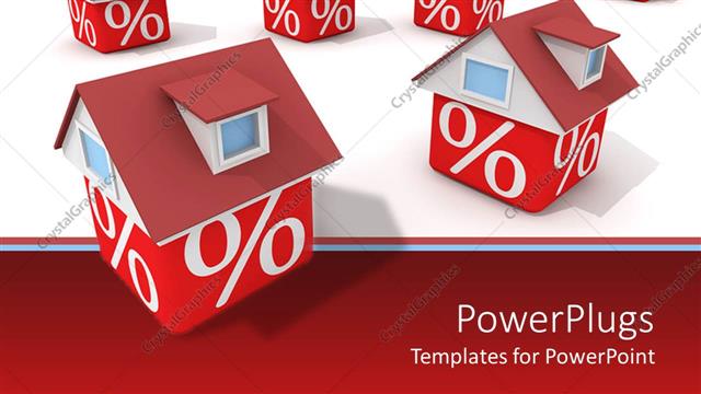  Presentation with percentage - Lots of red and white houses with percentage symbols