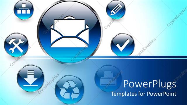  Presentation with web - Lots of round blue web icons with white symbols