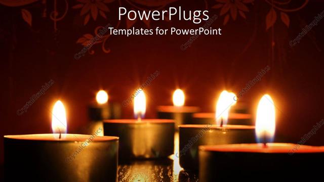  Presentation with candles - Lots of scented candles arranged on a red floral background