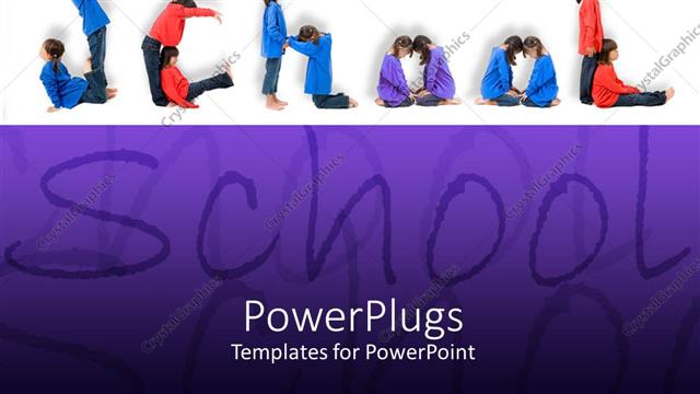  Presentation with school kids - Lots of school kids with a text that spell out the word 