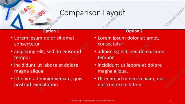 Comparison presentation slide layout