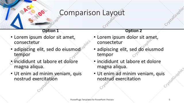 Comparison presentation slide layout