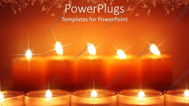  Presentation with candle - Lots of shinning candle sticks with an orange background