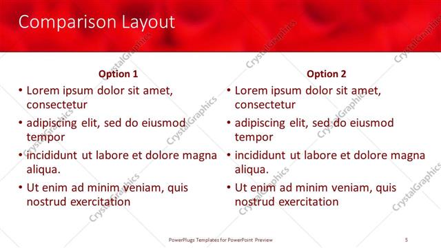 Comparison presentation slide layout
