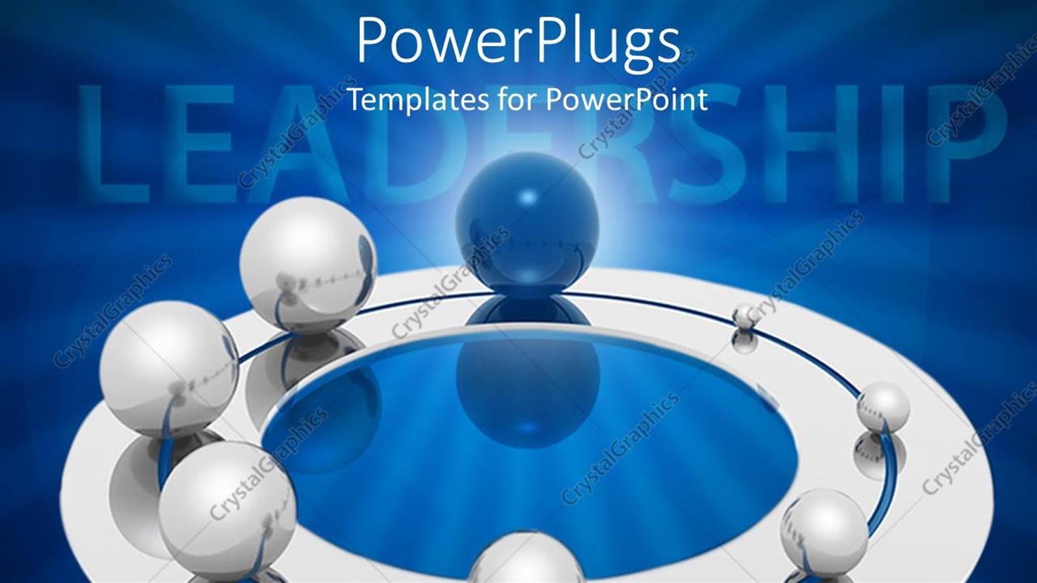 Featuring Lots of Silver and Blue Colored Balls with a Text that Spell Out the Word Leadership