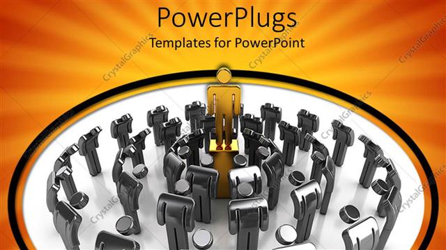  Presentation with character - Lots of silver characters bowing to a golden character