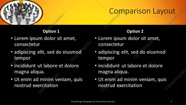 Comparison presentation slide layout