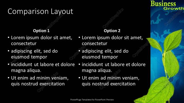 Comparison presentation slide layout