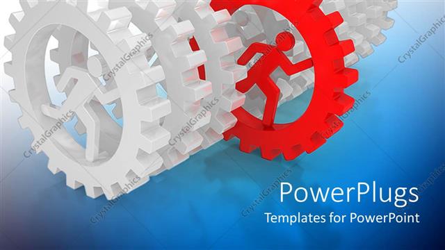  Presentation with silver - Lots of silver colored gears with a red one in the middle