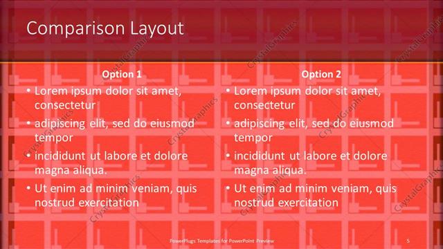 Comparison presentation slide layout