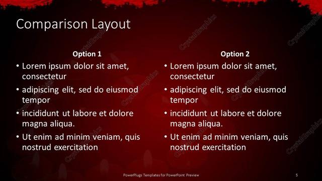 Comparison presentation slide layout