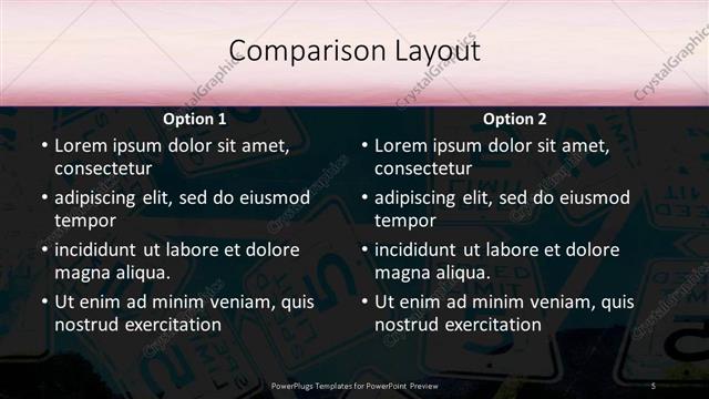 Comparison presentation slide layout