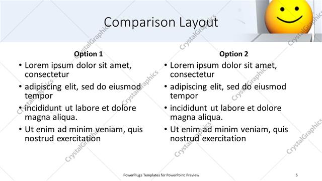 Comparison presentation slide layout