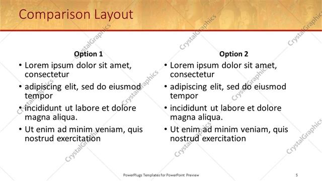 Comparison presentation slide layout