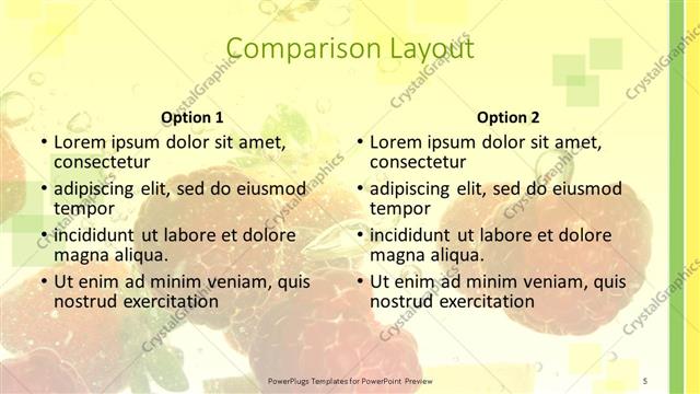 Comparison presentation slide layout