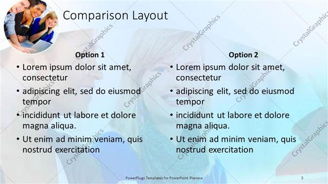 Comparison presentation slide layout