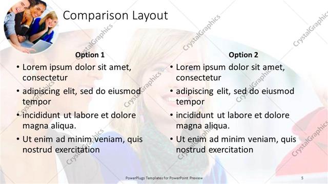 Comparison presentation slide layout