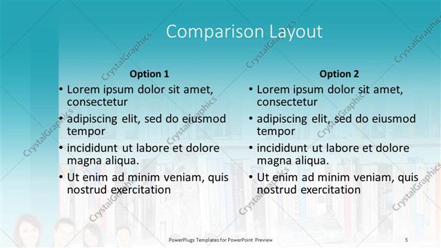 Comparison presentation slide layout