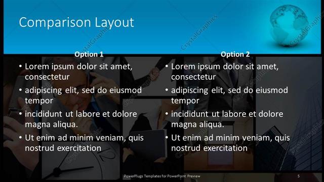 Comparison presentation slide layout