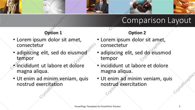 Comparison presentation slide layout