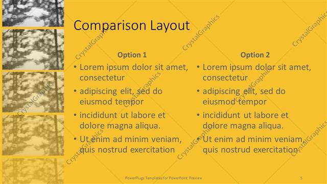 Comparison presentation slide layout