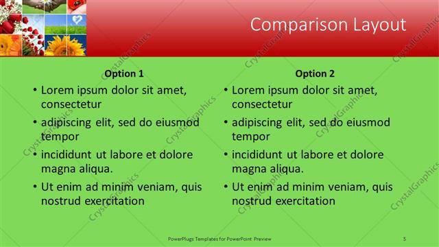 Comparison presentation slide layout