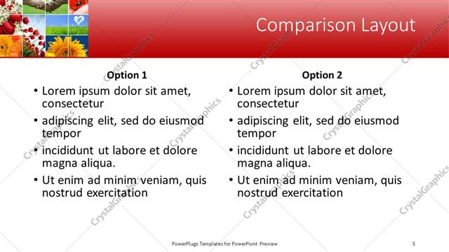 Comparison presentation slide layout
