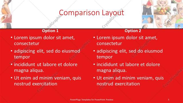 Comparison presentation slide layout