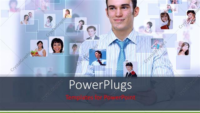  Presentation with tiles - Lots of tiles with lots of people and a smiling man