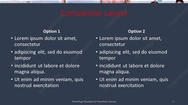 Comparison presentation slide layout