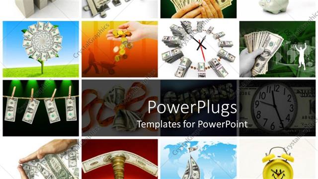  Presentation with tiles - Lots of tiles with many images ranging from dollar bills to clocks