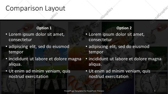 Comparison presentation slide layout
