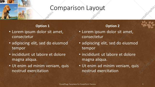 Comparison presentation slide layout