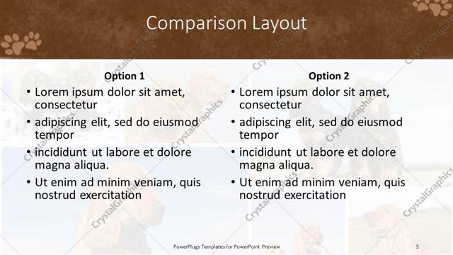 Comparison presentation slide layout