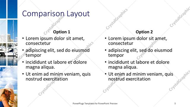 Comparison presentation slide layout