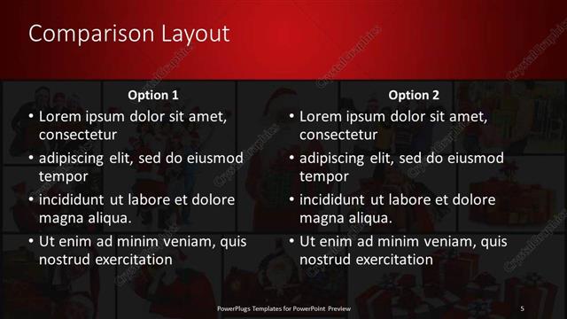 Comparison presentation slide layout