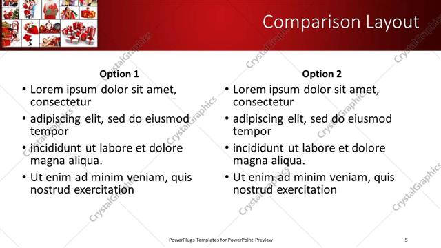 Comparison presentation slide layout