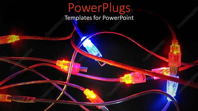  Presentation with cables - Lots of transparent cables, inter connected and colorfuly lit