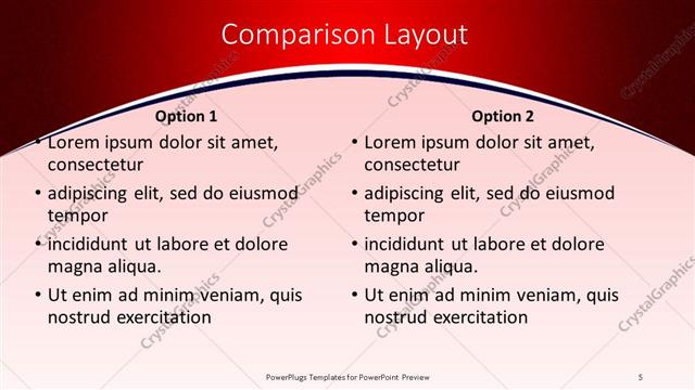 Comparison presentation slide layout