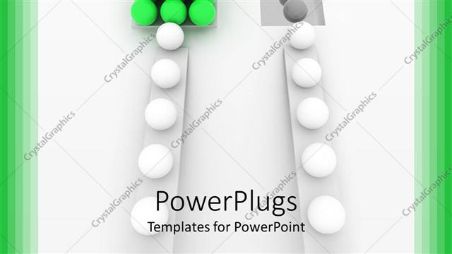  Presentation with two paths - Lots of white balls on two different paths leading to other balls