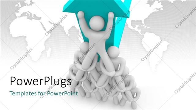  Presentation with effort - Lots of white colored 3D human characters holding themselves