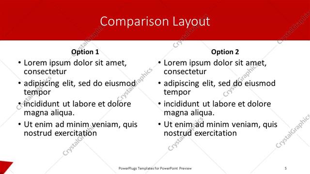Comparison presentation slide layout