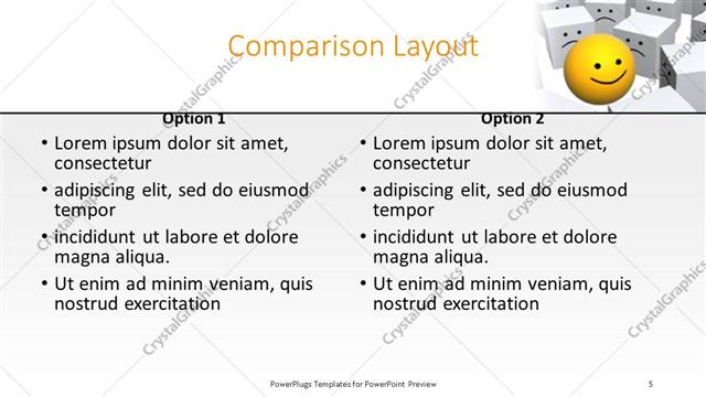 Comparison presentation slide layout